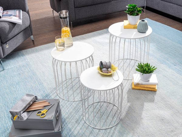 Design Side Table Set Of 3 Baskets Coffee Table White 52687 Wohnling Beistelltisch 3Er Set Weiss Wl6 078 Wl6 078 4