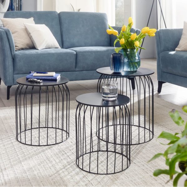 Design Side Table Set Of 3 Baskets Coffee Table Black 52777 Wohnling Beistelltisch 3Er Set Schwarz Wl6 079 Wl6 079 1