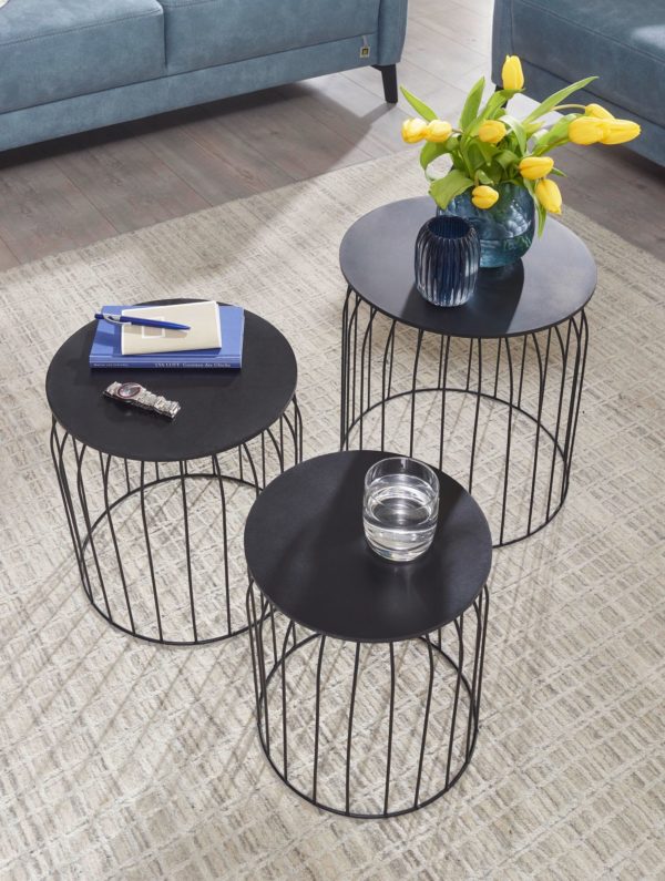 Design Side Table Set Of 3 Baskets Coffee Table Black 52777 Wohnling Beistelltisch 3Er Set Schwarz Wl6 079 Wl6 079 4