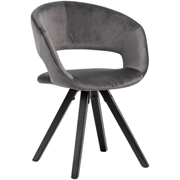 Dining Chair Velvet Dark Grey With Black Legs Modern 53458 Wohnling Esszimmerstuhl Samt Dunkelgrau Schwarze Beine Wl6 105 Wl6 105