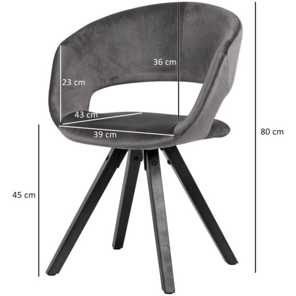 Dining Chair Velvet Dark Grey With Black Legs Modern 53458 Wohnling Esszimmerstuhl Samt Dunkelgrau Schwarze Beine Wl6 105 Wl6 105 2