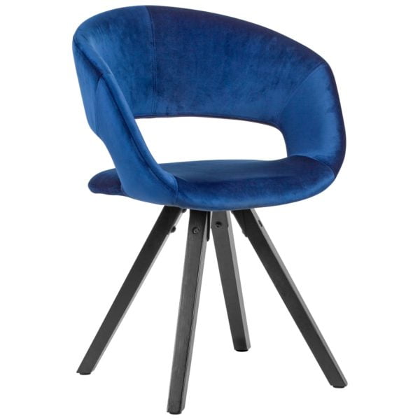 Dining Chair Velvet Dark Blue With Black Legs Modern 53459 Wohnling Esszimmerstuhl Samt Dunkelblau Schwarze Beine Wl6 106 Wl6 106