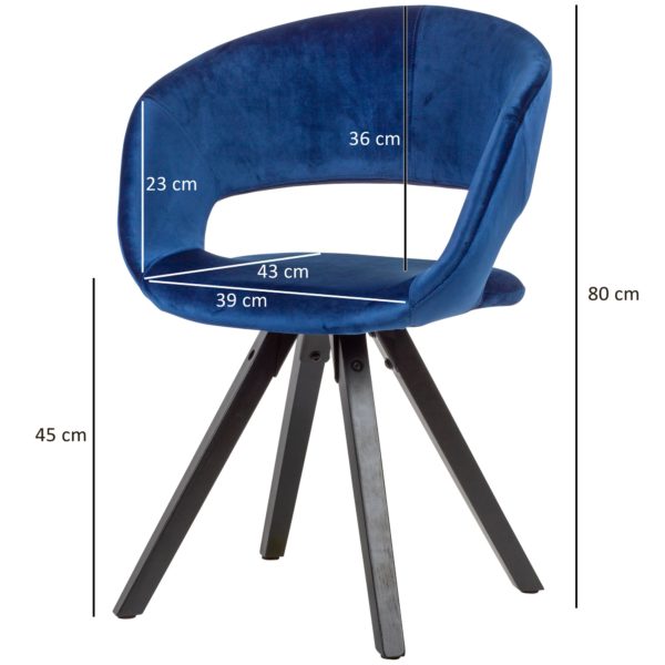 Dining Chair Velvet Dark Blue With Black Legs Modern 53459 Wohnling Esszimmerstuhl Samt Dunkelblau Schwarze Beine Wl6 106 Wl6 106 2