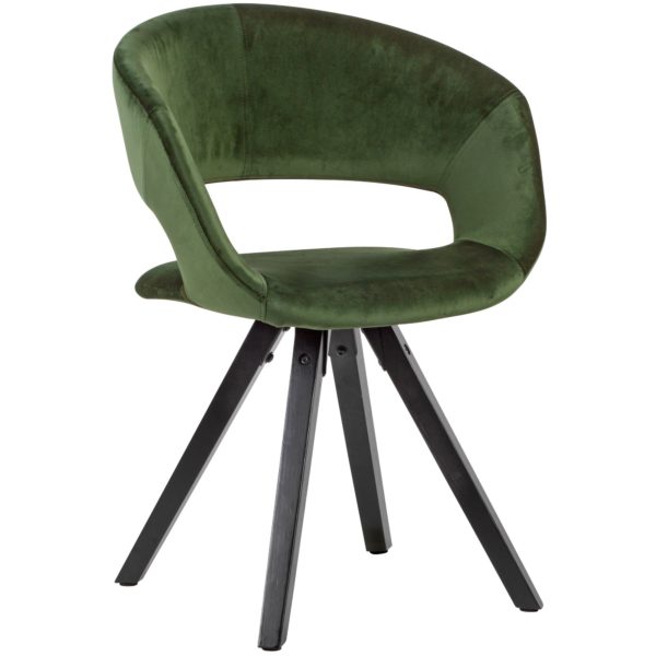 Dining Chair Velvet Green With Black Legs Modern 53460 Wohnling Esszimmerstuhl Samt Gruen Schwarze Beine Wl6 107 Wl6 107