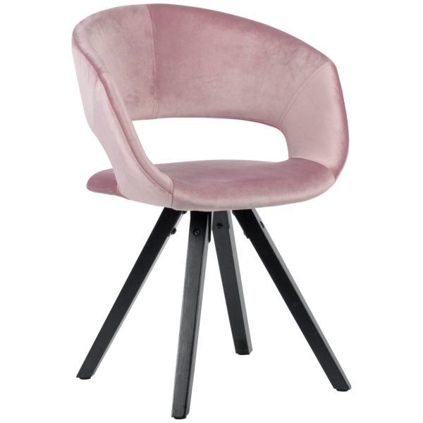 Dining Chair Velvet Pink With Black Legs Modern 53465 Wohnling Esszimmerstuhl Samt Rosa Schwarze Beine Wl6 108 Wl6 108