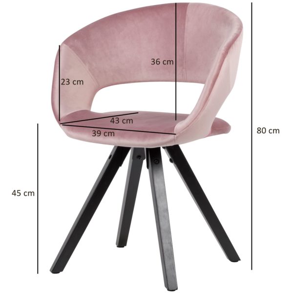 Dining Chair Velvet Pink With Black Legs Modern 53465 Wohnling Esszimmerstuhl Samt Rosa Schwarze Beine Wl6 108 Wl6 108 2