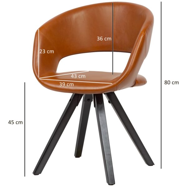 Dining Chair Faux Leather Brown With Black Legs Chair Retro 53467 Wohnling Esszimmerstuhl Braun Kunstleder Schwarze Beine Wl6 110 Wl6 110 2