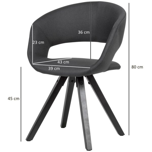 Dining Chair Black Fabric With Black Legs Retro Chair 53468 Wohnling Esszimmerstuhl Schwarz Stoff Mit Schwarzen Beinen Wl6 111 Wl6 111 2