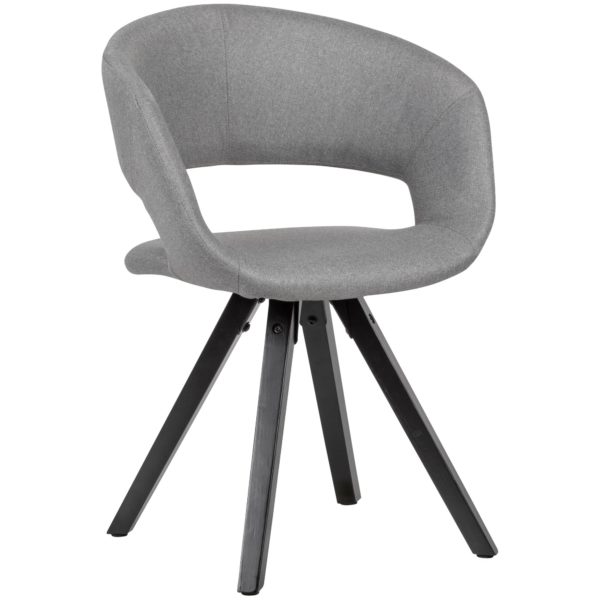 Dining Chair Light Grey Fabric With Black Legs Retro Chair 53469 Wohnling Esszimmerstuhl Hellgrau Stoff Schwarze Beine Wl6 112 Wl6 112