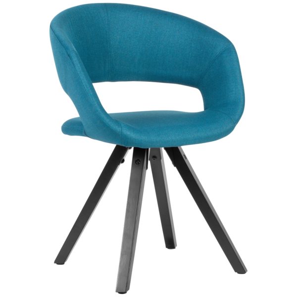 Dining Chair Petrol Fabric With Black Legs Retro Chair 53470 Wohnling Esszimmerstuhl Petrol Stoff Schwarze Beine Wl6 113 Wl6 113
