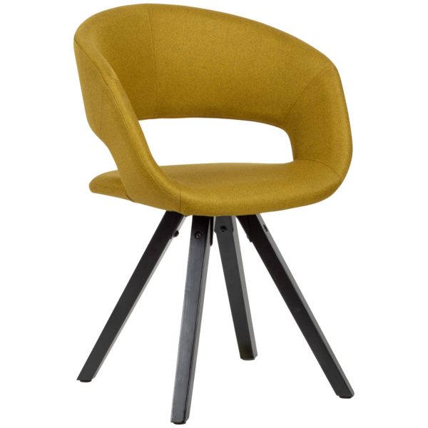 Dining Chair Curry Fabric With Black Legs Retro Chair 53471 Wohnling Esszimmerstuhl Curry Stoff Schwarze Beine Wl6 114 Wl6 114