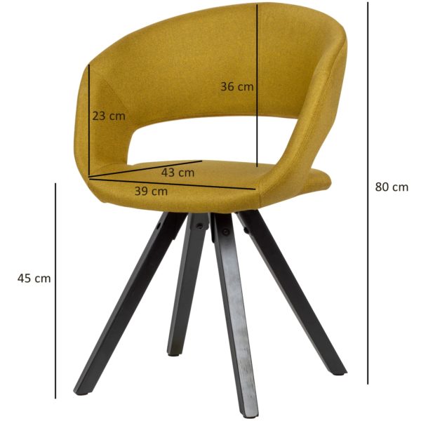 Dining Chair Curry Fabric With Black Legs Retro Chair 53471 Wohnling Esszimmerstuhl Curry Stoff Schwarze Beine Wl6 114 Wl6 114 2