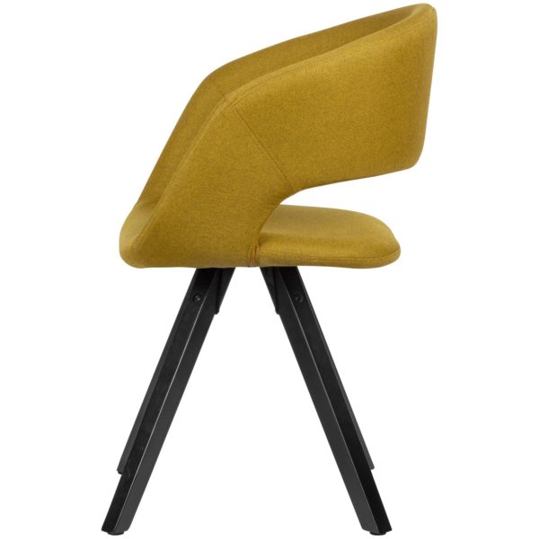 Dining Chair Curry Fabric With Black Legs Retro Chair 53471 Wohnling Esszimmerstuhl Curry Stoff Schwarze Beine Wl6 114 Wl6 114 3