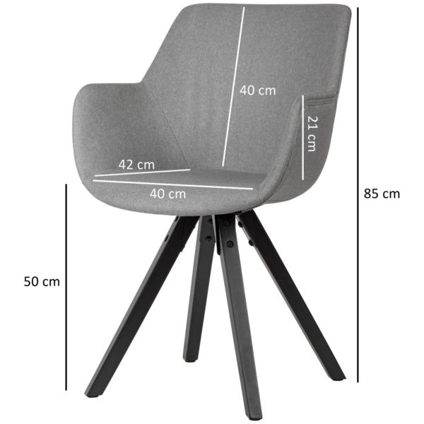 Dining Chair Set Of 2 Light Grey With Armrests With Black Legs 53485 Wohnling Gemuetliches Esszimmerstuhl 2Er Set Schwarze Beine Wl6 116 Wl6 116 2