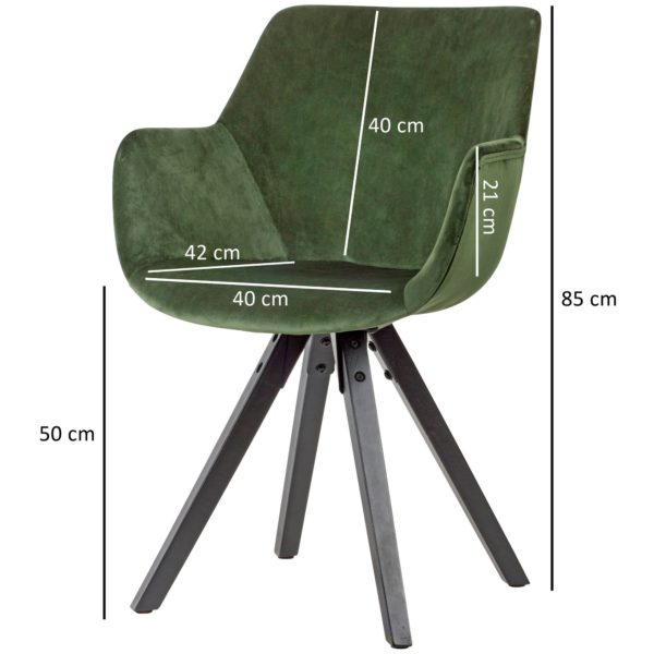 Set Of 2 Velvet Dining Chairs Green With Armrests 53488 Wohnling 2Er Set Esszimmerstuhl Gruen Samt Schwarze Beine Wl6 119 Wl6 119 2