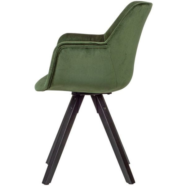 Set Of 2 Velvet Dining Chairs Green With Armrests 53488 Wohnling 2Er Set Esszimmerstuhl Gruen Samt Schwarze Beine Wl6 119 Wl6 119 3