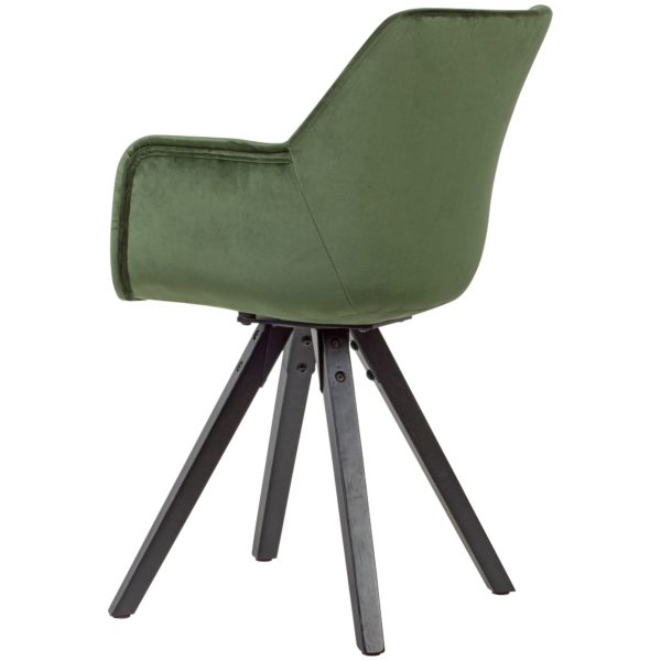 Set Of 2 Velvet Dining Chairs Green With Armrests 53488 Wohnling 2Er Set Esszimmerstuhl Gruen Samt Schwarze Beine Wl6 119 Wl6 119 4