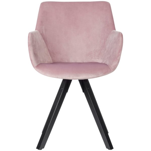 Set Of 2 Dining Room Chairs Velvet Pink With Armrests 53489 Wohnling 2Er Set Esszimmerstuhl Rosa Samt Schwarze Beine Wl6 120 Wl6 120 1