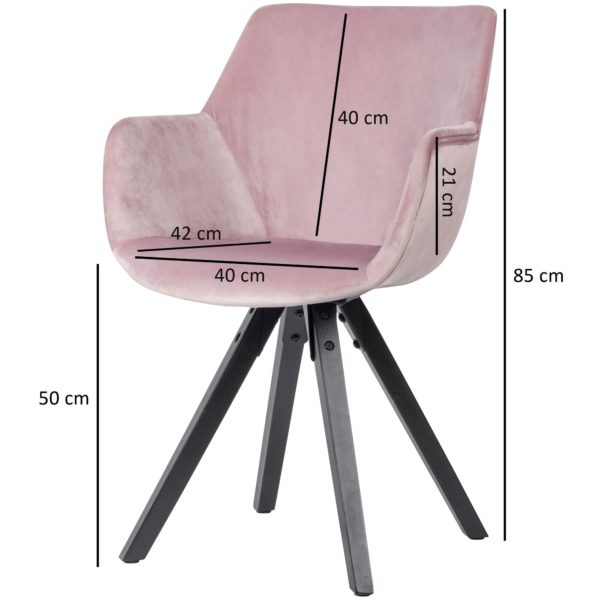Set Of 2 Dining Room Chairs Velvet Pink With Armrests 53489 Wohnling 2Er Set Esszimmerstuhl Rosa Samt Schwarze Beine Wl6 120 Wl6 120 2