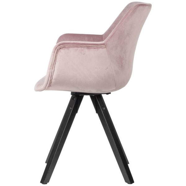 Set Of 2 Dining Room Chairs Velvet Pink With Armrests 53489 Wohnling 2Er Set Esszimmerstuhl Rosa Samt Schwarze Beine Wl6 120 Wl6 120 3