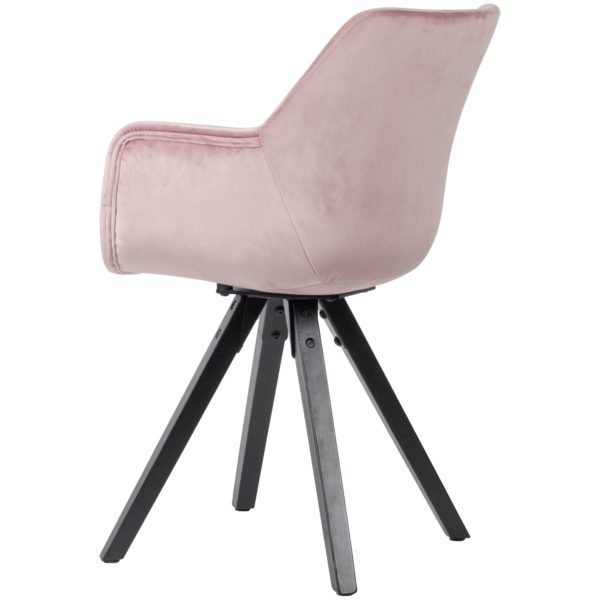 Set Of 2 Dining Room Chairs Velvet Pink With Armrests 53489 Wohnling 2Er Set Esszimmerstuhl Rosa Samt Schwarze Beine Wl6 120 Wl6 120 4