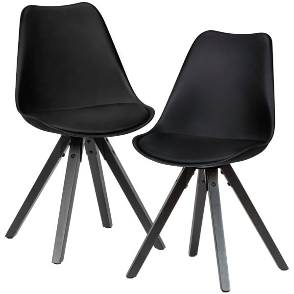 Set Of 2 Retro Dining Room Chair Black With Black Legs 55624 Wohnling 2Er Set Retro Esszimmerstuhl Schwarz Mit Schwarzen Beinen Wl6 134 Wl6 134