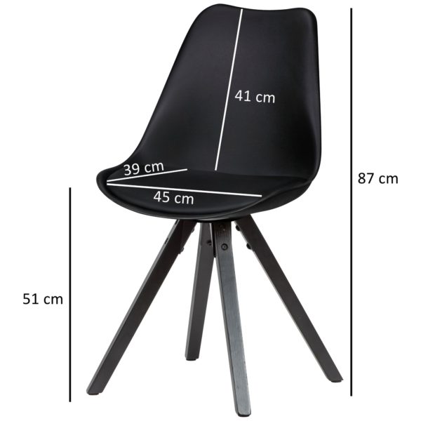 Set Of 2 Retro Dining Room Chair Black With Black Legs 55624 Wohnling 2Er Set Retro Esszimmerstuhl Schwarz Mit Schwarzen Beinen Wl6 134 Wl6 134 2