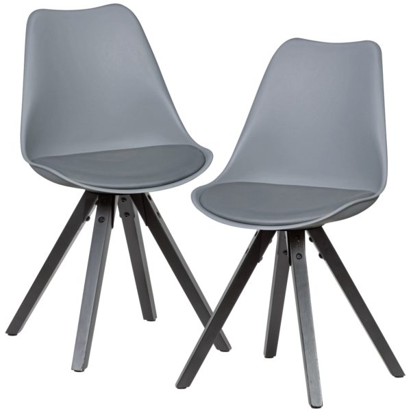 Set Of 2 Retro Dining Chairs Grey With Black Legs 55625 Wohnling 2Er Set Retro Esszimmerstuhl Lima Grau Mit Schwarzen Beinen Wl6 135 Wl6 135