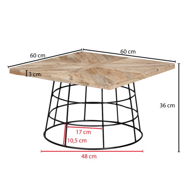 Coffee Table From Solid Wood Mango 60 Cm 55974 Wohnling Design Couchtisch 60X36X60 Cm Mango Massivholz Metall Sofatisch Wohnzimmertisch Quadratisch Salontisch Massiv Kleiner Tisch Wohnzimmer Wohntisch Holz Tische Rusti 2