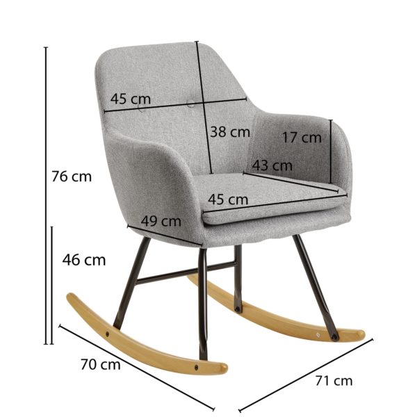 Rocking Chair Light Gray 71X76X70Cm Design Relaxation Armchair Malmo Fabric / Wood 56693 Wohnling Schaukelstuhl Hellgrau Design Relaxsessel Malmo Stoff Holz Schwingsessel Mit Gestell Polster Relaxstuhl Schaukelsessel Moderner Schwingstuhl Sessel Kleiner Relax Mo