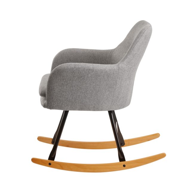 Rocking Chair Light Gray 71X76X70Cm Design Relaxation Armchair Malmo Fabric / Wood 56693 Wohnling Schaukelstuhl Malmo Hellgrau Design Relaxsessel Stoff Holz Schwingsessel Mit Gestell Polster Relaxstuhl Schaukelsessel Moderner Schwingstuhl Sessel Kleiner Relax Mo 2