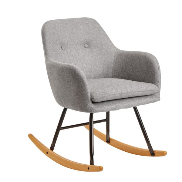 Rocking Chair Light Gray 71X76X70Cm Design Relaxation Armchair Malmo Fabric / Wood 56693 Wohnling Schaukelstuhl Malmo Hellgrau Design Relaxsessel Stoff Holz Schwingsessel Mit Gestell Polster Relaxstuhl Schaukelsessel Moderner Schwingstuhl Sessel Kleiner Relax Mo 3