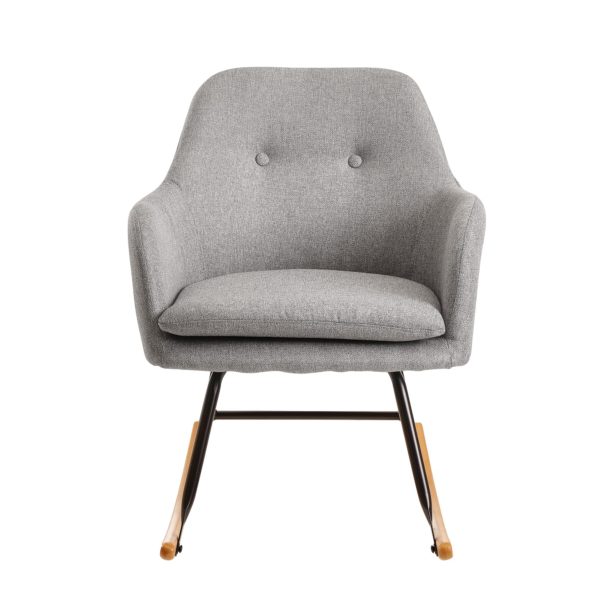 Rocking Chair Light Gray 71X76X70Cm Design Relaxation Armchair Malmo Fabric / Wood 56693 Wohnling Schaukelstuhl Malmo Hellgrau Design Relaxsessel Stoff Holz Schwingsessel Mit Gestell Polster Relaxstuhl Schaukelsessel Moderner Schwingstuhl Sessel Kleiner Relax Mo 4