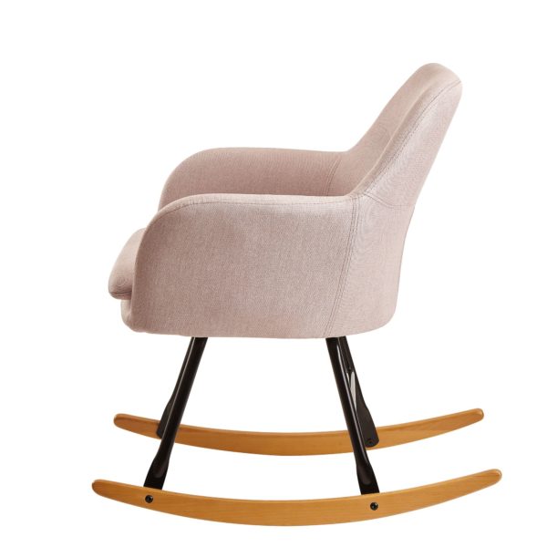 Rocking Chair Pink 71X76X70Cm Design Relaxation Armchair Malmo Fabric / Wood 56694 Wohnling Schaukelstuhl Malmo Rosa Design Relaxsessel Stoff Holz Schwingsessel Mit Gestell Polster Relaxstuhl Schaukelsessel Moderner Schwingstuhl Sessel Kleiner Relax Modern 1