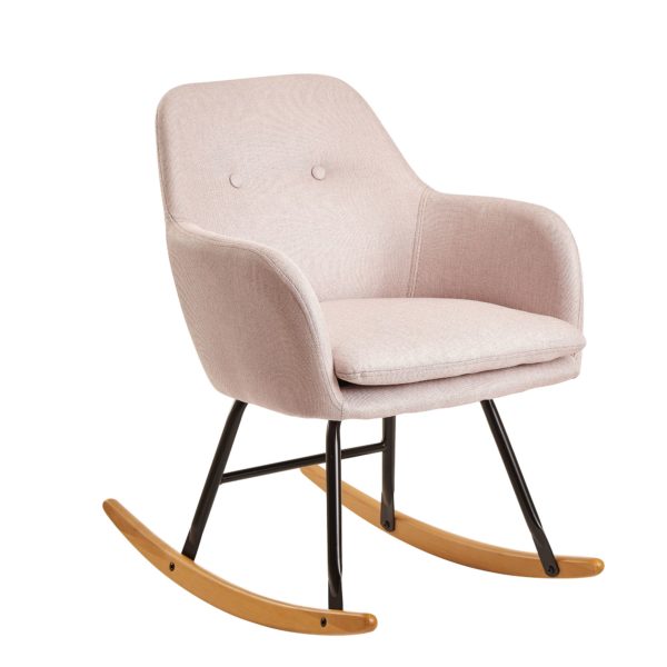 Rocking Chair Pink 71X76X70Cm Design Relaxation Armchair Malmo Fabric / Wood 56694 Wohnling Schaukelstuhl Malmo Rosa Design Relaxsessel Stoff Holz Schwingsessel Mit Gestell Polster Relaxstuhl Schaukelsessel Moderner Schwingstuhl Sessel Kleiner Relax Modern 3