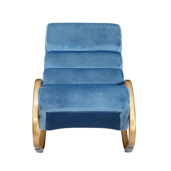 Lounger Velvet Blue / Gold 150 Kg Resilient Relax Chair 61X81X111 Cm 57108 Wohnling Relaxliege Samt Blau Golden 150 Kg Belastbar Design Relaxsessel Innenbereich Schaukelstuhl Lounge Liege Schwingstuhl Modern Sessel Wohnzimmer Relaxsessel Wohnzim 4