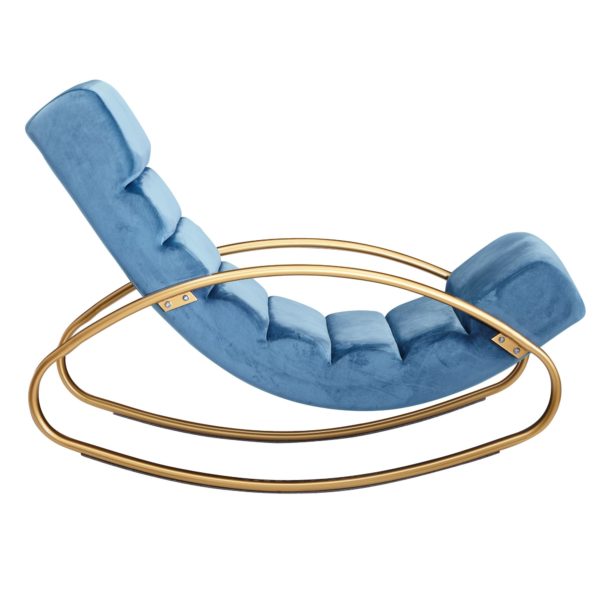 Lounger Velvet Blue / Gold 150 Kg Resilient Relax Chair 61X81X111 Cm 57108 Wohnling Relaxliege Samt Blau Golden 150 Kg Belastbar Design Relaxsessel Innenbereich Schaukelstuhl Lounge Liege Schwingstuhl Modern Sessel Wohnzimmer Relaxsessel Wohnzim 5
