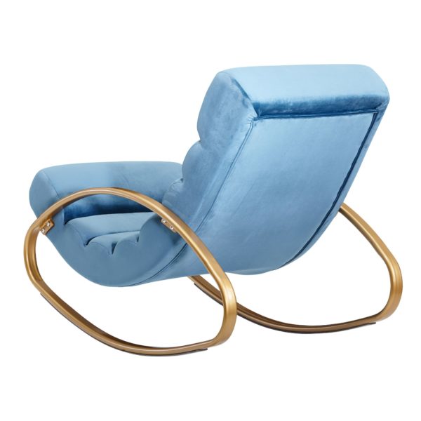 Lounger Velvet Blue / Gold 150 Kg Resilient Relax Chair 61X81X111 Cm 57108 Wohnling Relaxliege Samt Blau Golden 150 Kg Belastbar Design Relaxsessel Innenbereich Schaukelstuhl Lounge Liege Schwingstuhl Modern Sessel Wohnzimmer Relaxsessel Wohnzim 7