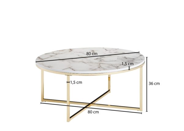 Coffee Table 80X36X80 Cm With Marble Look White 57301 Wohnling Couchtisch 80 Cm Marmoroptik Weiss Wohnzimmertisch Mit Metallgestell Sofatisch Rund Messing Tisch Wohnzimmer Beistelltisch Sofati Wohntisch Metall Tisch Design 7