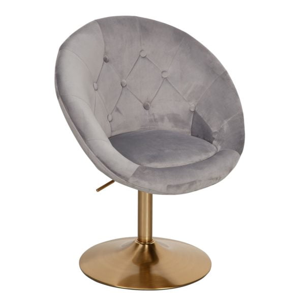 Chair Velvet Gray / Gold Design Swivel Chair 57485 Wohnling Loungesessel Samt Grau Wl6 299 Wl6 299 11