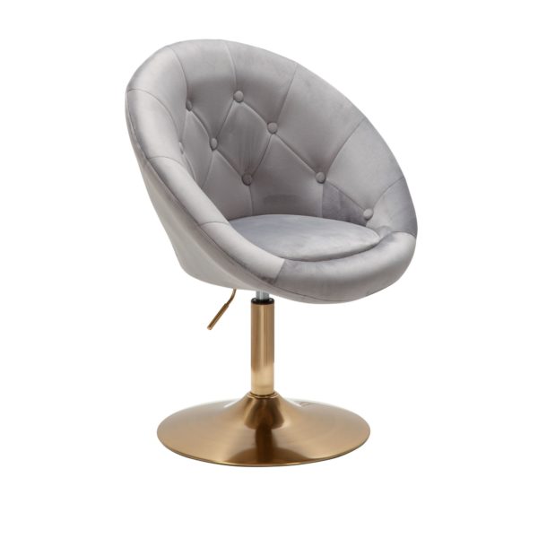 Chair Velvet Gray / Gold Design Swivel Chair 57485 Wohnling Loungesessel Samt Grau Wl6 299 Wl6 299 9