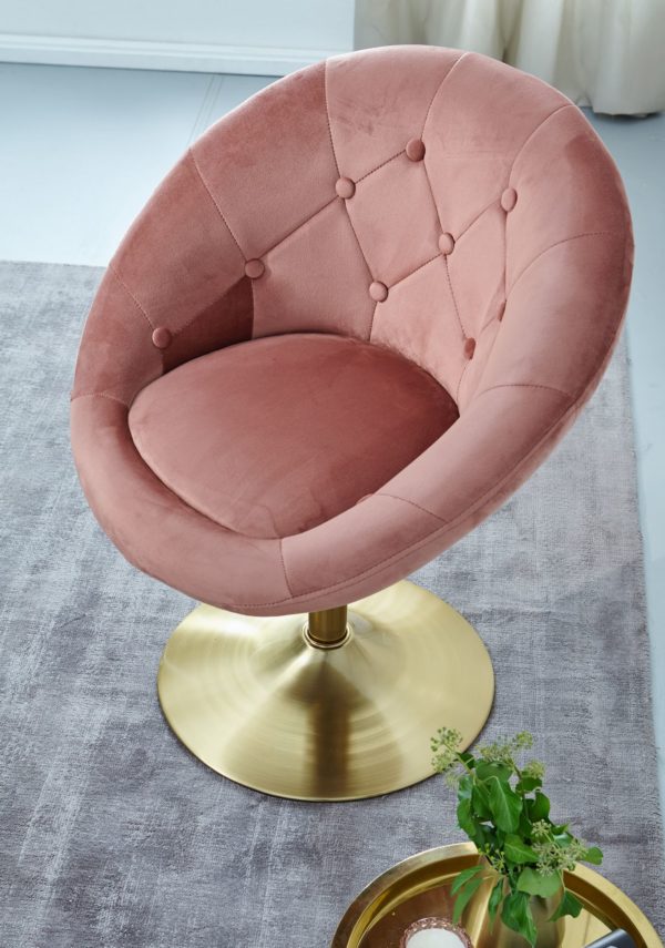 Chair Velvet Pink / Gold Design Swivel Chair 57487 Wohnling Loungesessel Samt Rosa Wl6 300 Wl6 300 18