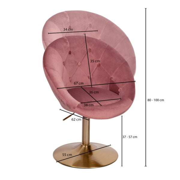 Chair Velvet Pink / Gold Design Swivel Chair 57487 Wohnling Loungesessel Samt Rosa Wl6 300 Wl6 300 19