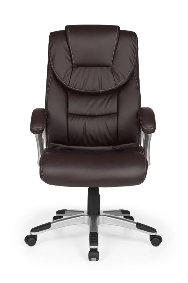 Office Chair Madrid Artificial Leather Brown Ergonomic With Headrest 6819 001
