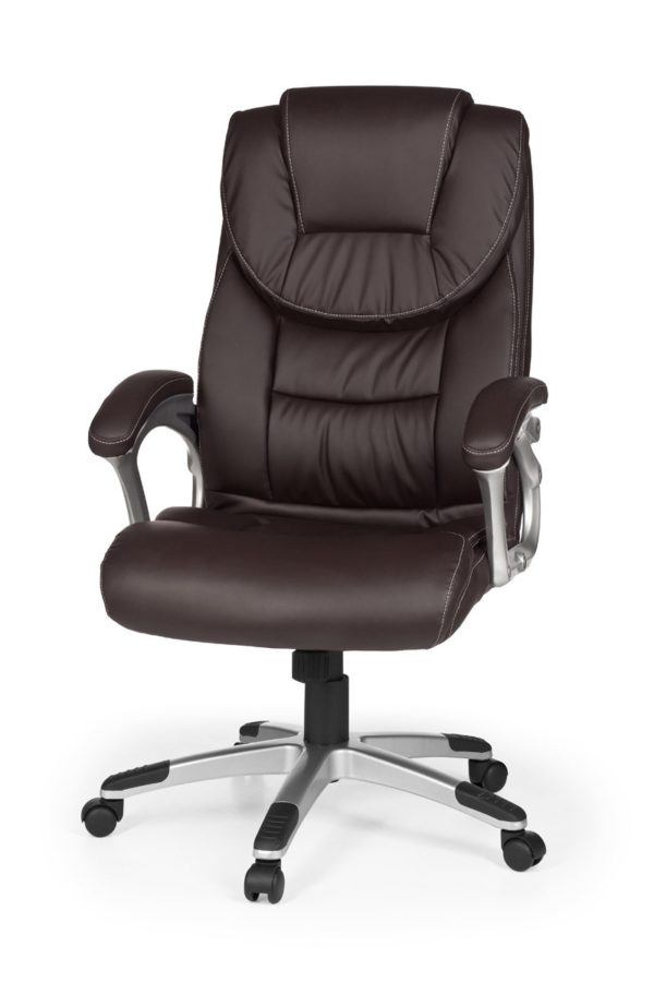 Office Chair Madrid Artificial Leather Brown Ergonomic With Headrest 6819 002