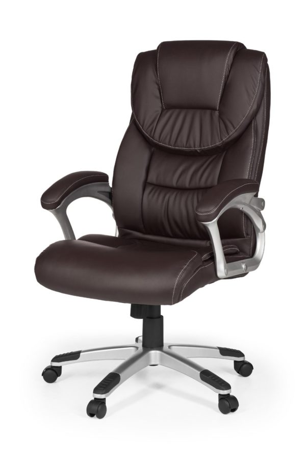 Office Chair Madrid Artificial Leather Brown Ergonomic With Headrest 6819 003