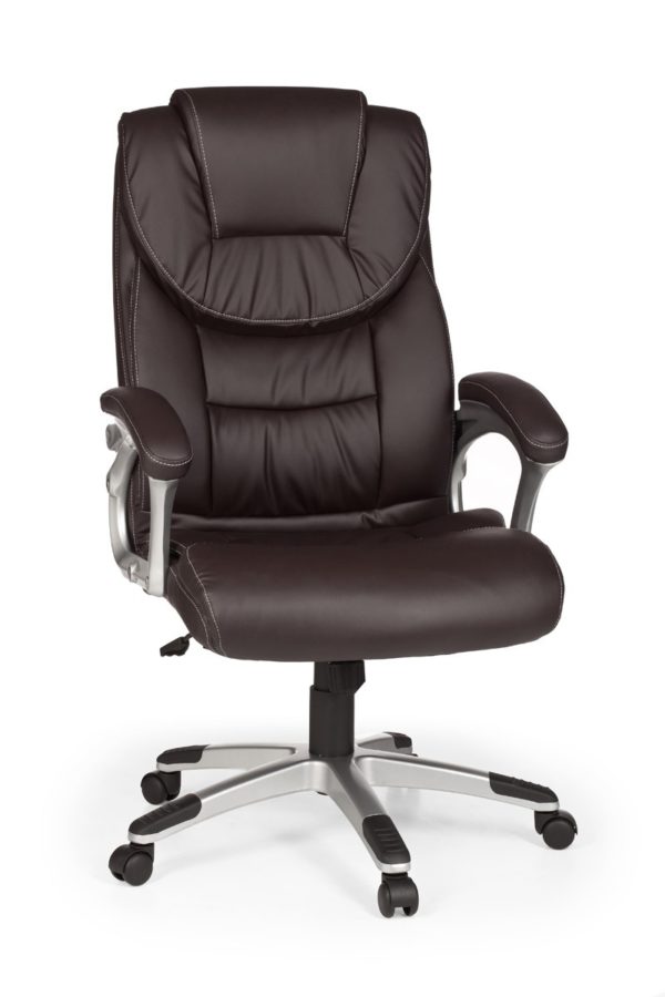 Office Chair Madrid Artificial Leather Brown Ergonomic With Headrest 6819 024