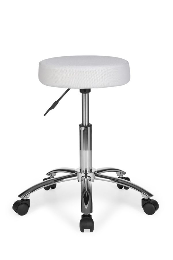 Stool Leon Design Work White With Castors Roll Stool Upholstered Without Backrest Xl 6822 001