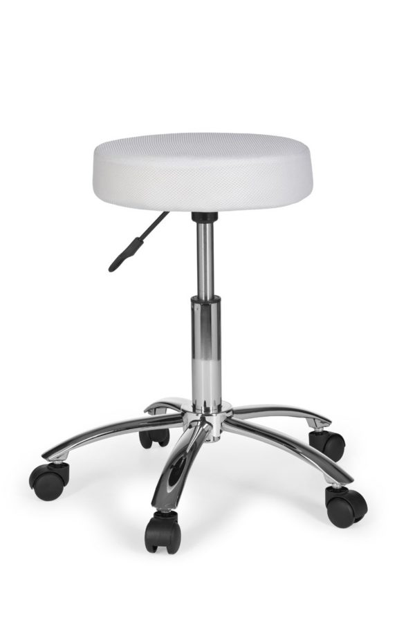 Stool Leon Design Work White With Castors Roll Stool Upholstered Without Backrest Xl 6822 002