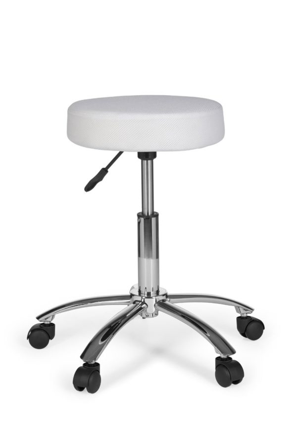 Stool Leon Design Work White With Castors Roll Stool Upholstered Without Backrest Xl 6822 003